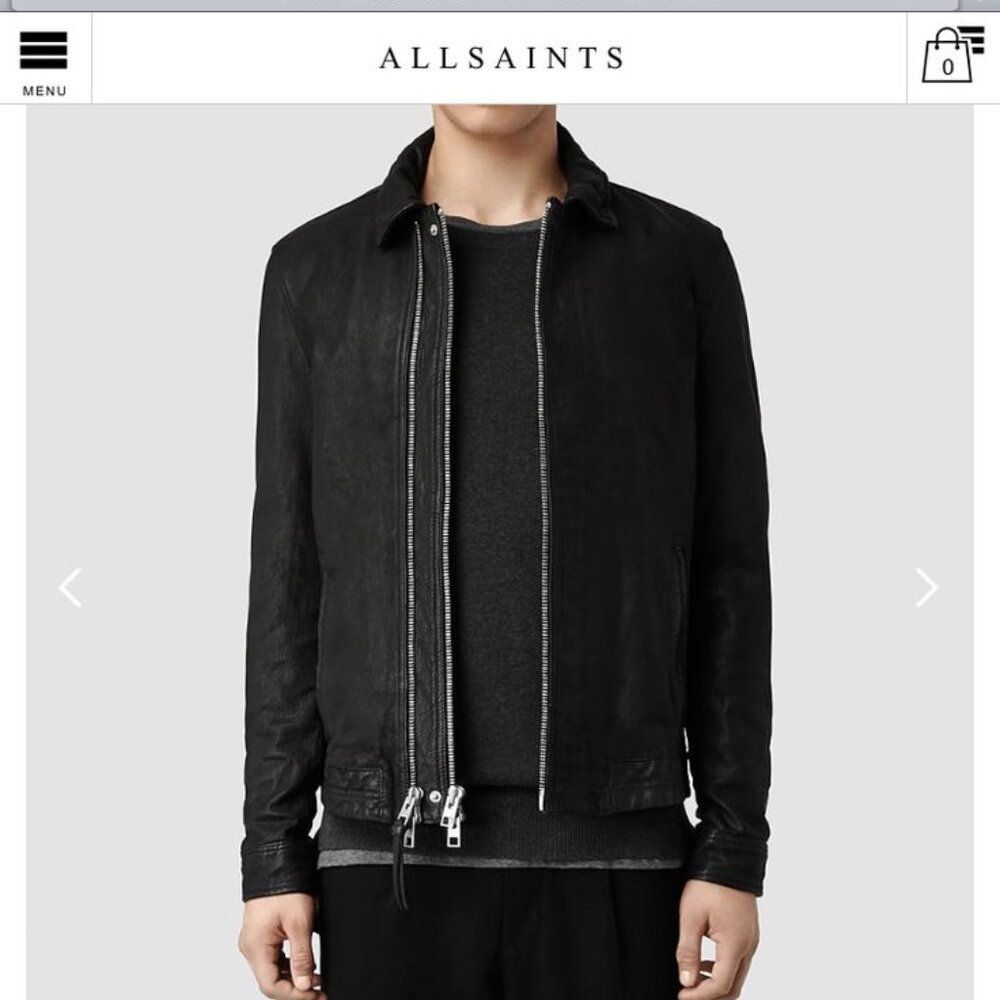 All Saints Varley Leather Jacket -  Men's Size L - Dark Brown